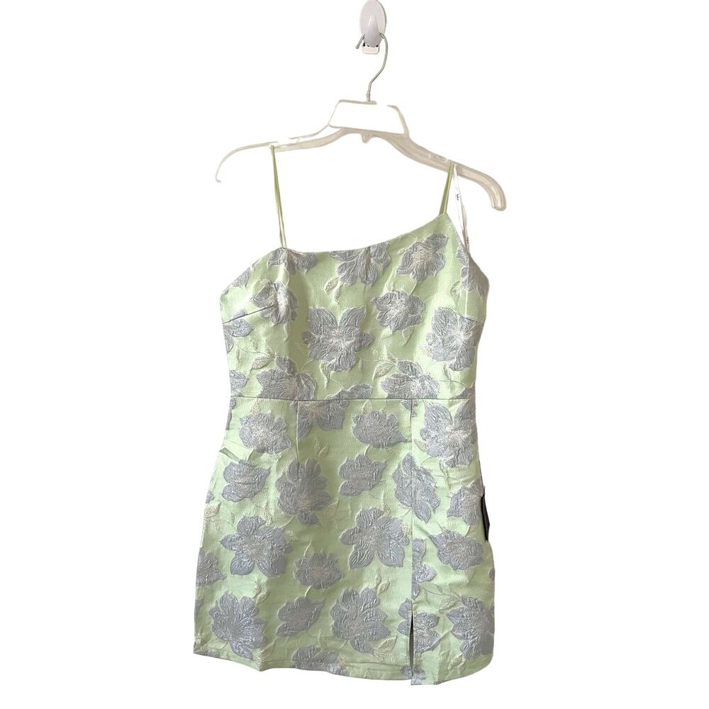 Lulus Asymmetrical Formal Bodycon Mini Dress Light Green Silver Size Large NEW